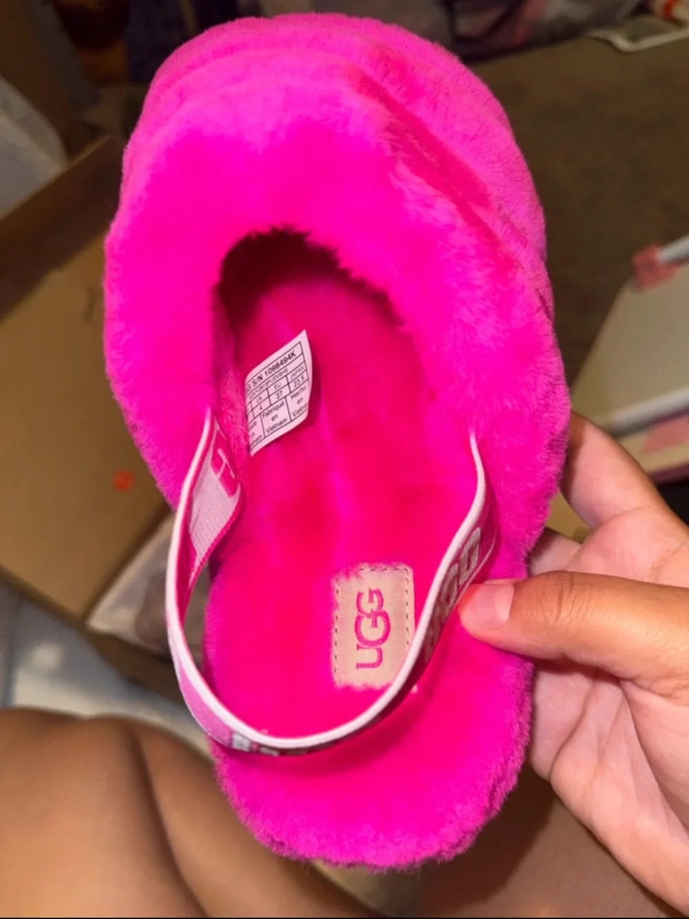 UGG Kids Plush Fluff Slide - Bright Pink